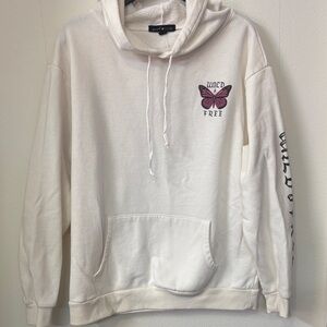 Woman’s Wild Fable White Hoodie with Purple Butterfly Size Large